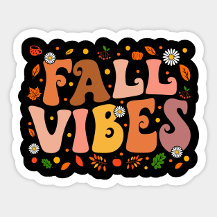 Groovy Fall Vibes Retro Fall Season Autumn Floral Sticker